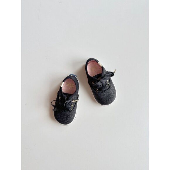 NWOB Baby KEDS x KATE SPADE Champion Glitter Crib Black Sneakers, Size 3M - Picture 1 of 10